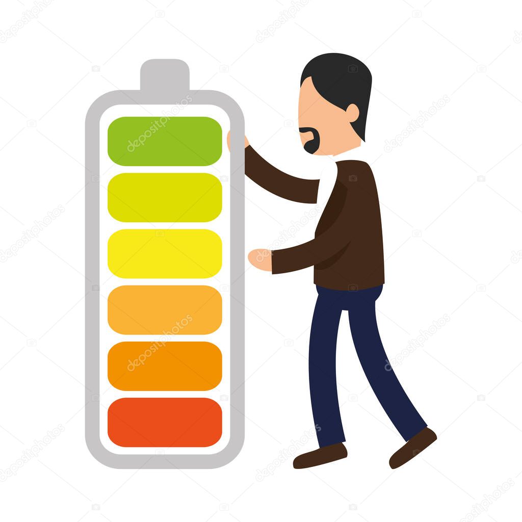 business people with battery level training icon