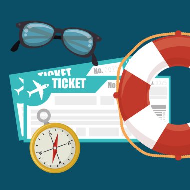 Yaz seyahat etmek izole Icons set