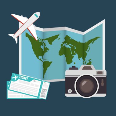 Yaz seyahat etmek izole Icons set