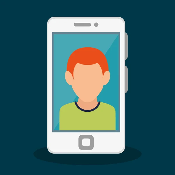 Smartphone con icono de persona — Vector de stock