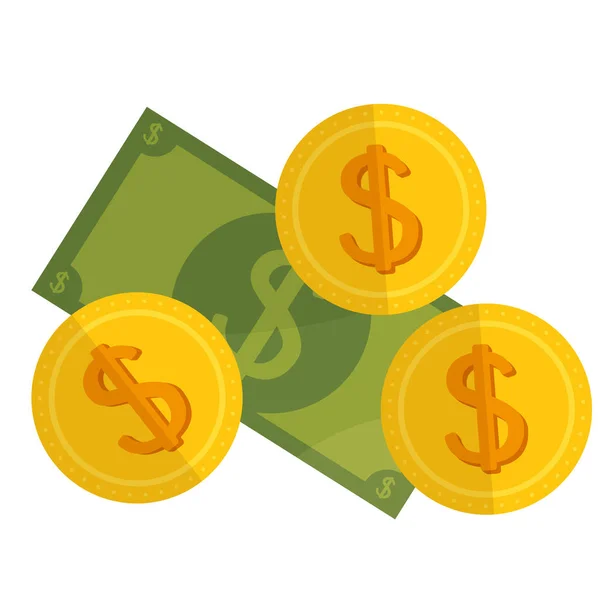 Cash geld geïsoleerde pictogram — Stockvector