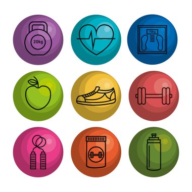 set fitness ekipmanları simgesi
