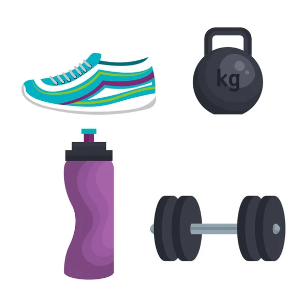 Set icono de equipo de fitness — Vector de stock