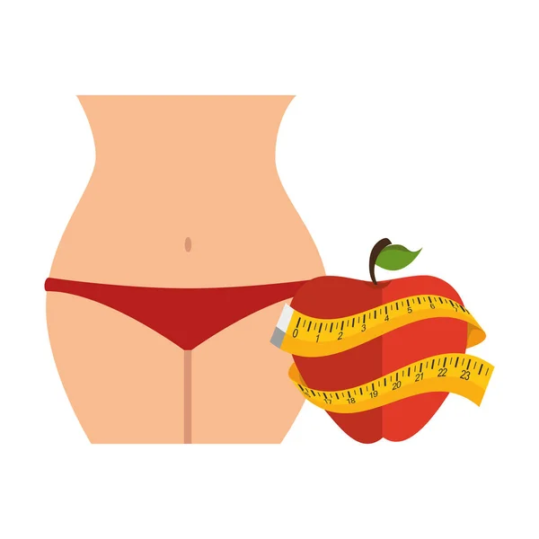 Kroppen siluett med apple frukt — Stock vektor