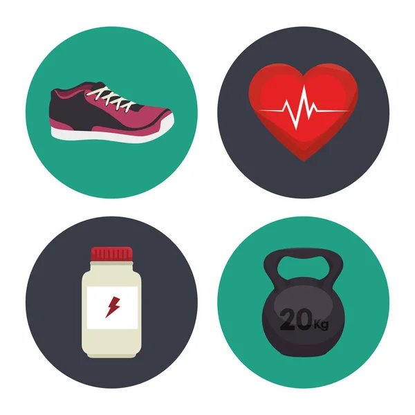 Set icono de equipo de fitness — Vector de stock