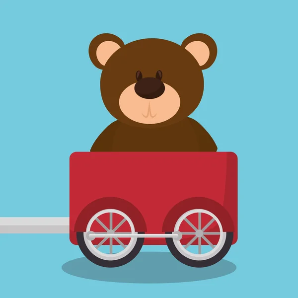 Teddy in train wagon — Stock Vector