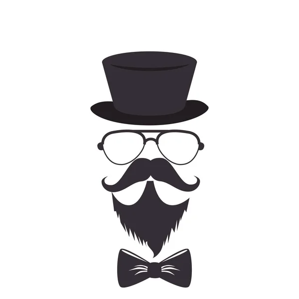 Caballero cara hipster estilo — Vector de stock