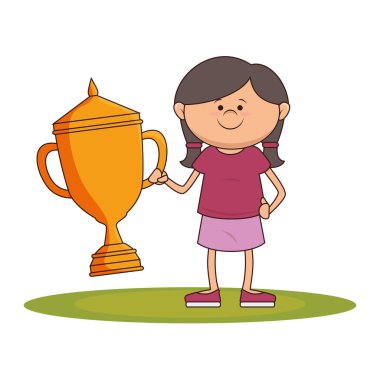 şampiyon kupa ile küçük çocuk