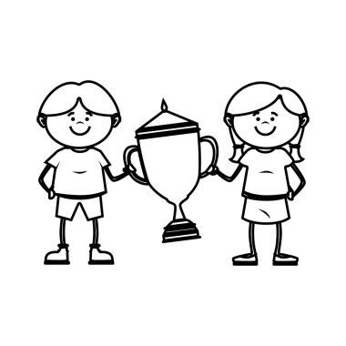 şampiyon kupa ile küçük çocuk