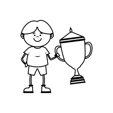 şampiyon kupa ile küçük çocuk