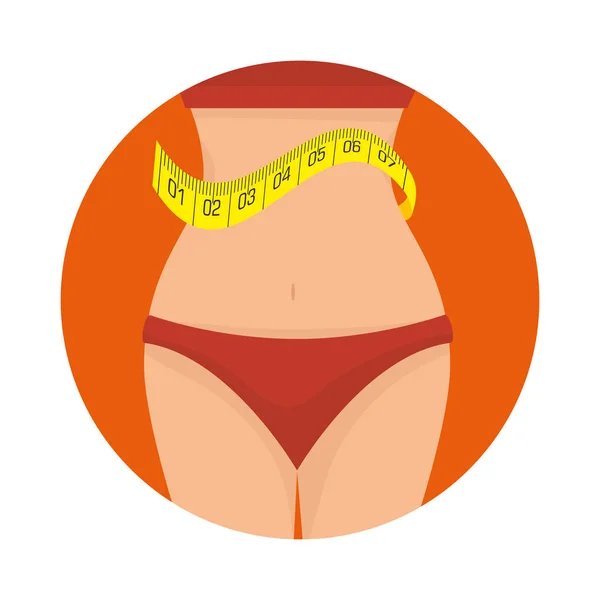 Cuerpo femenino con cinta métrica — Vector de stock