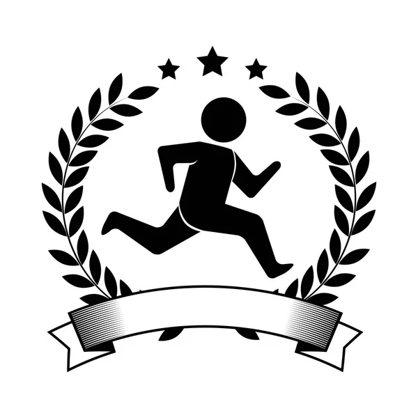 Atletismo concorrente emblema ícone —  Vetores de Stock