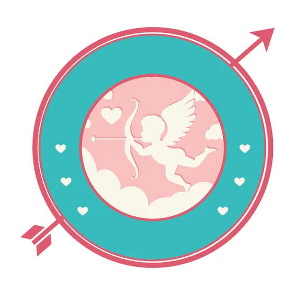 Cupid engel liefde kaart — Stockvector