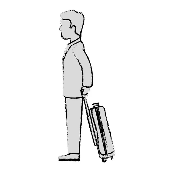 Personne avec valise de voyage — Image vectorielle