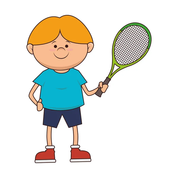 Kid tennis sport speler icon — Stockvector