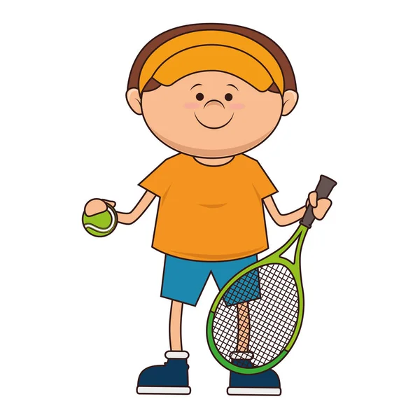 Niño tenis deporte jugador icono — Archivo Imágenes Vectoriales