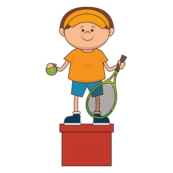 Enfant tennis sport joueur icône — Image vectorielle