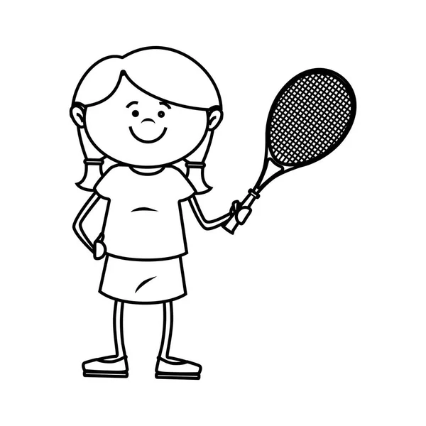 Kid tennis sport spelare ikon — Stock vektor