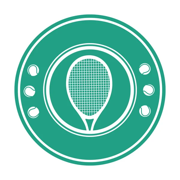 Raquetas deportivas de tenis emblema — Vector de stock