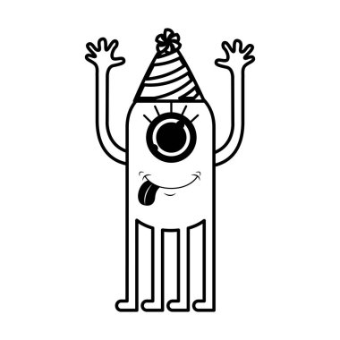 parti şapkaile canavar komik karakter