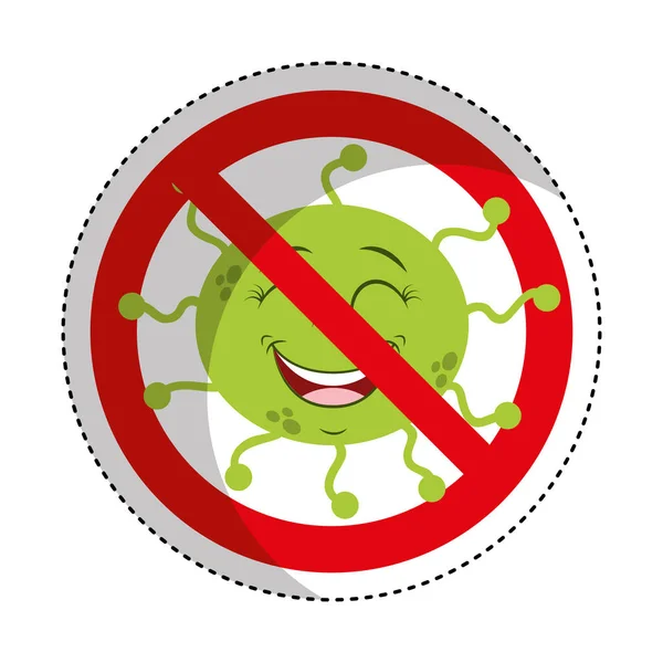 Bacterium comic character with denied sign icon — Stock Vector