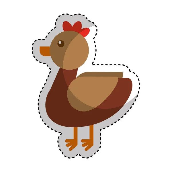 Hen farm animal isolated icon — Stock Vector