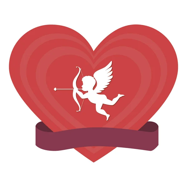 Cupid engel liefde kaart — Stockvector
