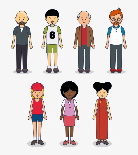 Gente multicultural avatares icono — Archivo Imágenes Vectoriales