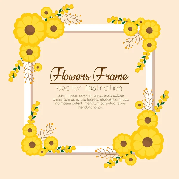 Lindo flores marco fondo — Vector de stock