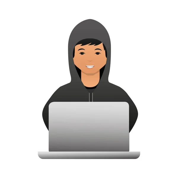 Hacker avatar karakter elszigetelt ikon — Stock Vector