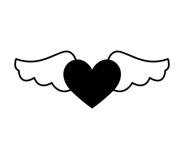 Spel hart met vleugels geïsoleerde pictogram — Stockvector