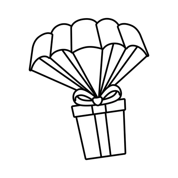 Giftbox present flying icon — Stock Vector