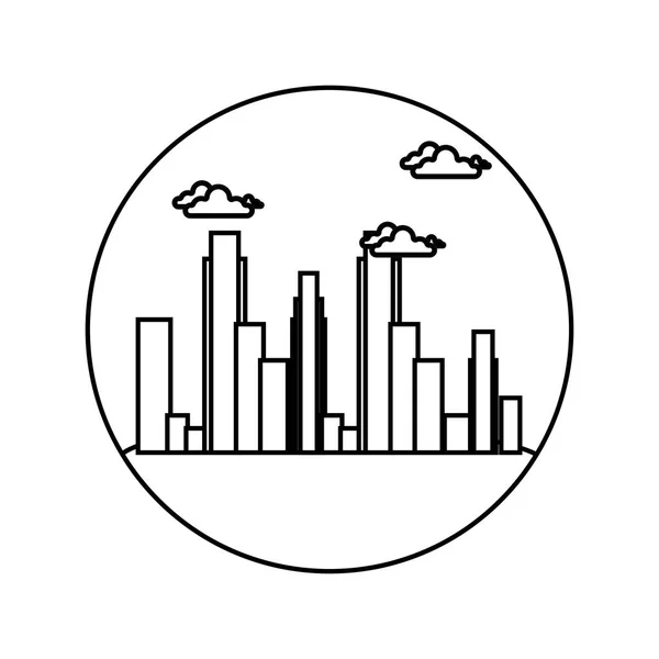Paysage urbain bâtiments skyline icône — Image vectorielle