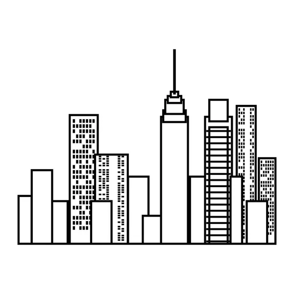 Edificios de paisaje urbano skyline icono — Vector de stock