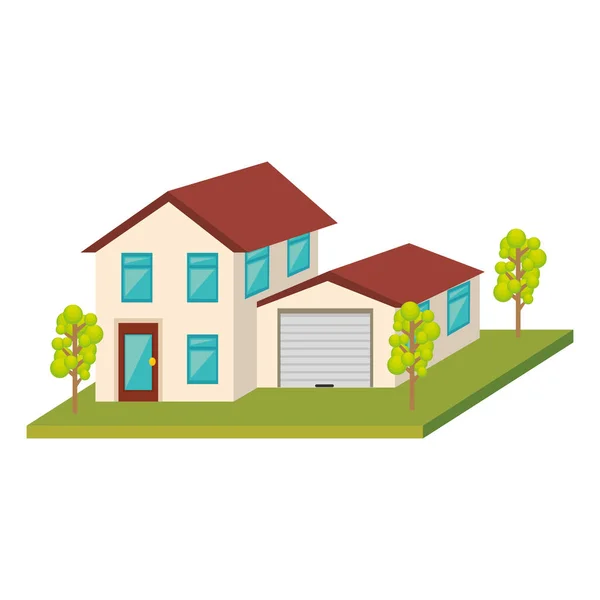 Exterior cute house icon — Stock Vector