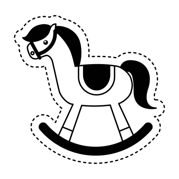 Cheval jouet en bois icône — Image vectorielle