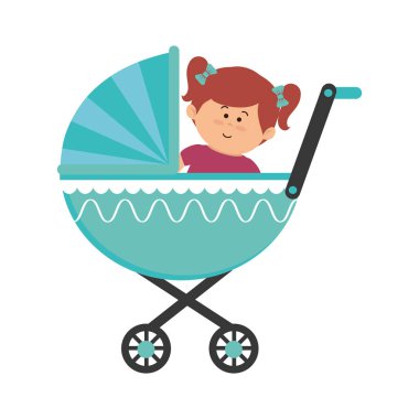 sevimli küçük kız karakter bebek arabası