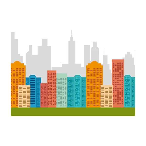 Edificios de paisaje urbano skyline icono — Vector de stock