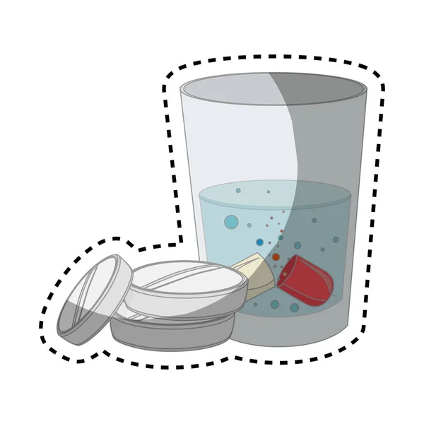 Medicamentos medicamentos com vidro de água ícone isolado — Vetor de Stock