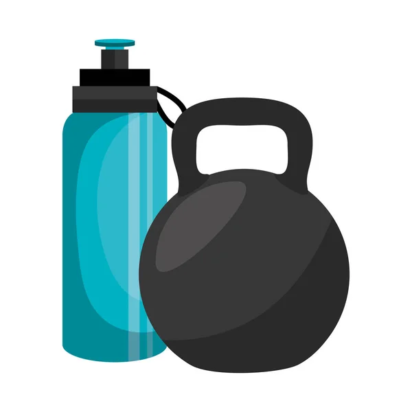 瓶水健身房与重量图标 — 图库矢量图片