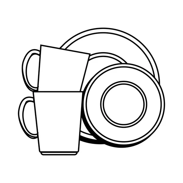 Platos y tazas icono aislado — Vector de stock