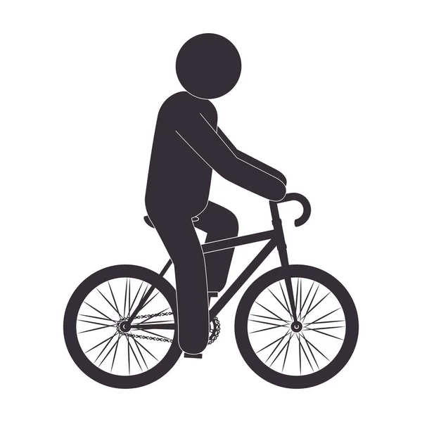 Person avatar in bicycle vehicle isolated icon — Stock Vector