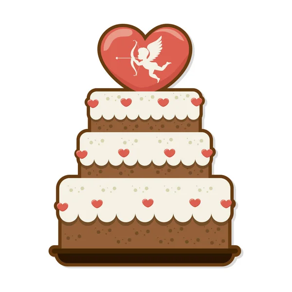 Gâteau sucré amour célébration — Image vectorielle