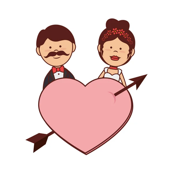 Juste marié carte de couple — Image vectorielle