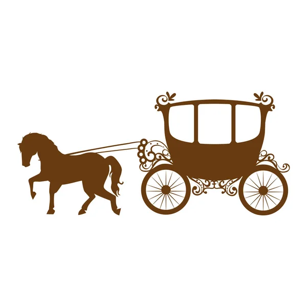 Horse carriage romantic card — Stock Vector