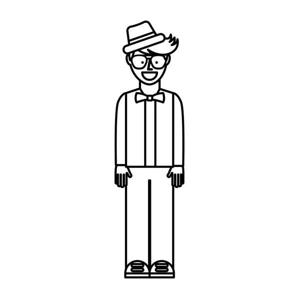 Hombre joven carácter estilo hipster — Vector de stock