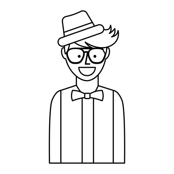 Hombre joven carácter estilo hipster — Vector de stock