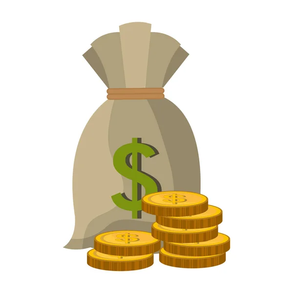 Geld tas geïsoleerde pictogram — Stockvector