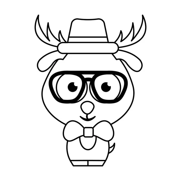 Cute deer character hipster style — Stock Vector