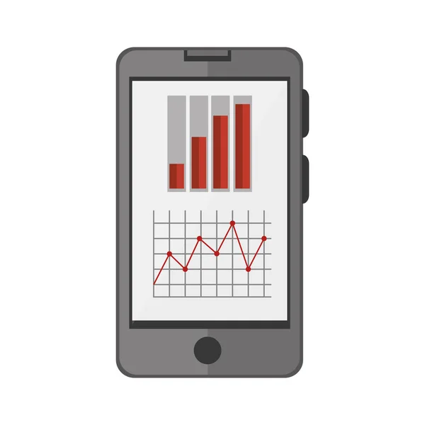 Appareil smartphone avec statistiques graphiques — Image vectorielle